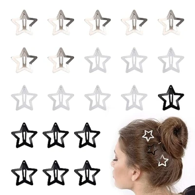 Immagine di Wisebom Fermagli per Capelli a Forma di Stella 24PCS Antiscivolo BB Ragazze e Donne Anni 2000 Y2K Clip in Metallo（3 Colori）