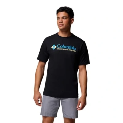 Immagine di Columbia CSC Basic Maglietta a Maniche Corte con Logo da Uomo, Colore Nero, retrò CSC, XXL
