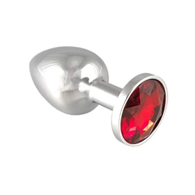 Immagine di Plug Anale d&#039;Argento con Gioiello Rosso S