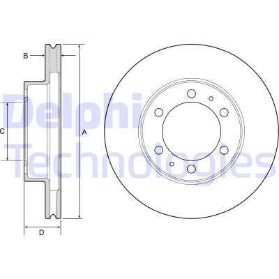 Immagine di DELPHI BG4557 Disco freno 319 28 6 ventilato Oleato non trattato senza cuscinetto ruota, anello sensore ABS TOYOTA: HILUX 3 Pick up