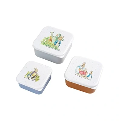 Immagine di Peter Hase Piccolo giorno Set di 3 pranzo box pasto o gustare per bambini piccolo, medio, grande si incastrano tra loro polipropilene pietra lapin