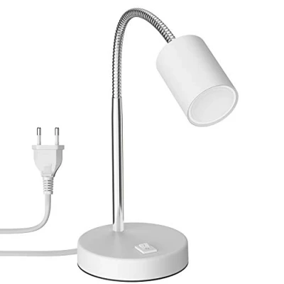 Immagine di ledscom.de lampada da tavolo WAIKA Interruttore a collo d&#039;oca bianco opaco + LED bianca 3 livelli dimming 609lm