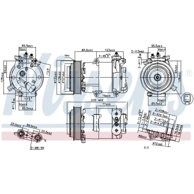 Immagine di NISSENS 89569 Compressore Aria Condizionata VS16 12 PAG 46 R 134a FORD: Focus 2 Kombi, Transit Mk6 Camion pianale/Telaio, C Max