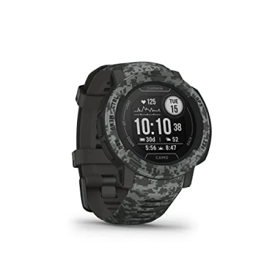 Immagine di Garmin Instinct 2 Camo, Smartwatch, 45mm, Rugged design, Autonomia 28 giorni, +30 app multisport, GPS, Cardio, SpO2, Activity Tracker 24/7, Connect IQ (Graphite Camo) (Ricondizionato)