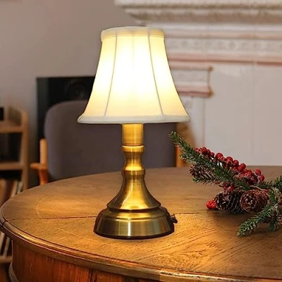 Immagine di ACMHNC Lampada da tavolo Senza Fili, Ricaricabile USB in Stile Vintage, Comodino Camera letto Touch Dimmerabile, Paralume Tessuto,Bianco Caldo