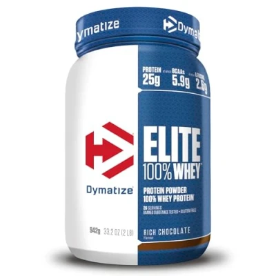 Immagine di Dymatize Elite 100% Whey Rich Chocolate 942g Polvere ad alto contenuto di proteine e basso zuccheri del siero latte BCAA