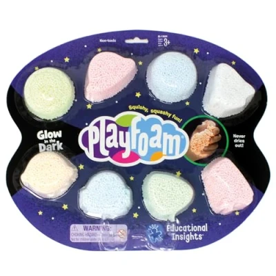 Immagine di Learning Resources Glow in The Dark Pezzi Non tossico Schiuma da Gioco Fosforescente Playfoam (Confezione 8), Colore White, 8 Pack, EI 1909