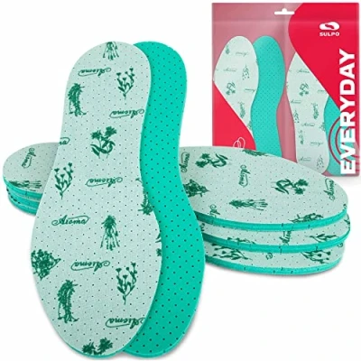 Immagine di SULPO 4 paia di solette aromatiche alla menta contro i piedi del sudore, deodorante per uomo e donna, suole con un profumo l&#039;odore, verde, 43