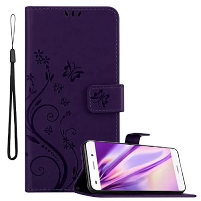 Immagine di Cadorabo Custodia Libro compatibile con Huawei P8 LITE 2015 in LILLA SCURO Fiore Design di Chiusura Magnetica, Funzione Stand e 3 Vani Carte Cover Case Wallet Book Etui Protezione