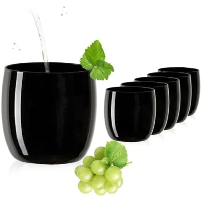 Immagine di PLATINUX bicchieri neri eleganti da 260 ml (max. 320 ml) in vetro, set 6 per acqua, succo di frutta, whisky