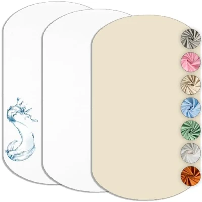 Immagine di Lenzuolo con angoli Cododo 60 x 80 cm (set di 2) compatibile Iora + 1 coprimaterasso impermeabile coododo Set 2+1 lenzuola Oeko TEX (bianco/vaniglia, cm)