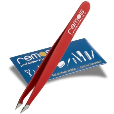 Immagine di REMOS Pinzetta combinata in acciaio inox, 9,5 cm, 2 1, per schegge e capelli, colore: Rosso