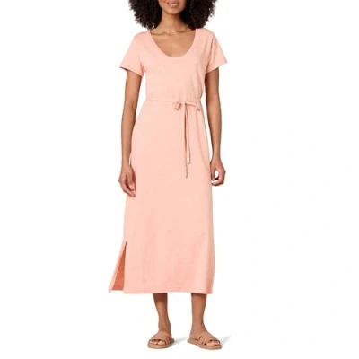 Immagine di Amazon Essentials Abito a Maglietta Medio Maniche Corte con Cintura Donna, Rosa Corallo, M