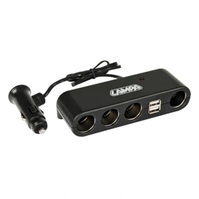 Immagine di Lampa 39024 Multi Socket 4+2 Presa Corrente Quadrupla con USB, 12V/24V