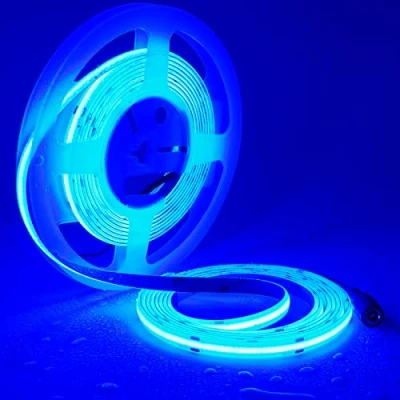 Immagine di TOPAI Striscia LED COB Blu 5 Metri Impermeabile, Strip 24V Esterno, Autoadesivo, Tagliabile, 480LEDs/M, Larghezza 8mm, Per Camera da Letto, Bagno, Cucina