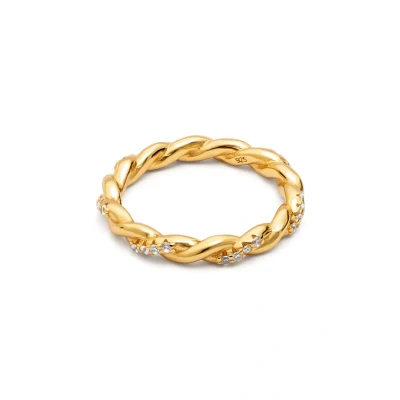 Immagine di SINGULARU Anello Tressia. Argento avec Placcatura in oro 18 kt et Zirconia. Gioielli da donna. Taglia 54.