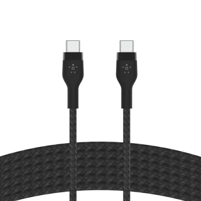 Immagine di Belkin BoostCharge Pro Flex cavo intrecciato da USB Type C a C, di ricarica rapida PD, certificato IF per iPhone 16/15, Galaxy S24, Pixel, iPad, Nintendo Switch, MacBook, altri, 3 m, nero