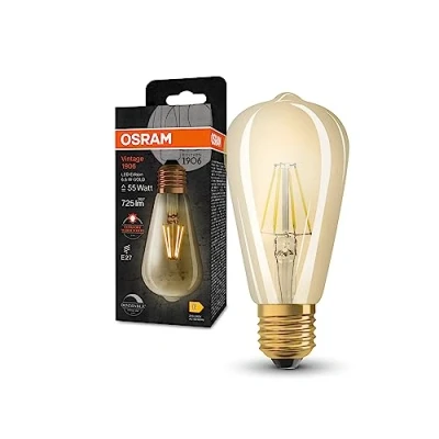 Immagine di OSRAM Vintage 1906 Lampada a LED in filamento dorato fatto di vetro forma Edison, socket E27, 725 lumen, sostituzione 55W, bianco caldo, 2400k, dimmeble