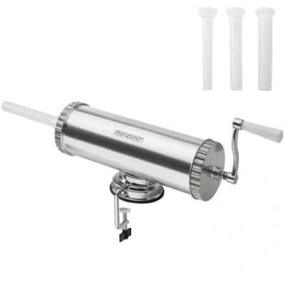 Immagine di Monzana Insaccatrice Alluminio con Morsetto da Tavolo 3 Tubi Riempimento Macchina Pressa Manuale per Salsicce Robot Cucina