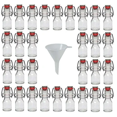 Immagine di Viva Haushaltswaren 30 Bottiglie in Vetro con Chiusura Meccanica, capacità 50 ml, compreso Imbuto Bianco del Diametro di 7 cm