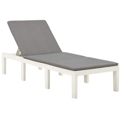 Immagine di IPAE PROGARDEN Lettini Prendisole con Cuscino, Polipropilene, Bianco, 65x195x78h cm