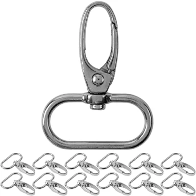 Immagine di moschettone con chiusura a vite, 12 pezzi, anello D da 25 mm gancio moschettone, tasche girevole 360, fibbia in metallo per fai te, tracolla