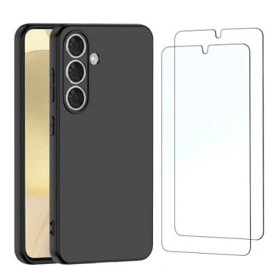 Immagine di NEW&#039;C Cover per Samsung Galaxy S24 5G in custodia silicone ultra sottile nero e 2 x vetro temperato pellicola protettiva schermo