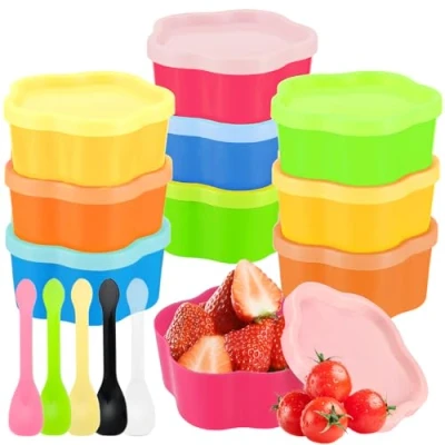 Immagine di PIWOSGOL Set di Contenitori per Ermetico Alimenti, 10 Pezzi Contenitore Plastica con Coperchi, Piccola Riutilizzabili Impilabili, Senza BPA, Microonde Freezer Lavastoviglie Fiori