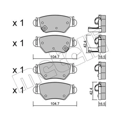 Immagine di METELLI 22 0259 0 Kit pastiglie freno con segnalatore acustico usura OPEL: Zafira A, Astra G Caravan, CC
