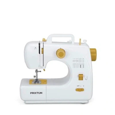 Immagine di PRIXTON Macchina da cucire portatile P120 Cassetto per accessori Lampada integrata 16 punti di Pedale incluso