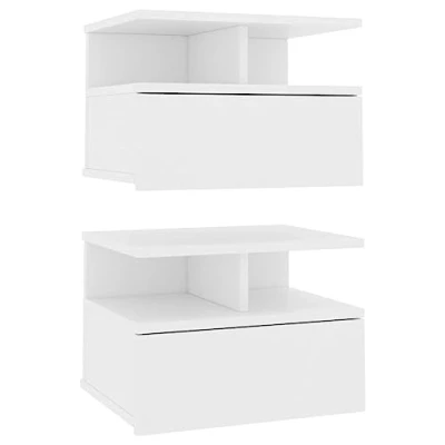 Immagine di vidaXL 2x Comodini Pensili con Cassetto e Scomparti Aperti Compatti Eleganti Moderni Armadietti Sospesi Comò Bianco 40x31x27 cm in Truciolato