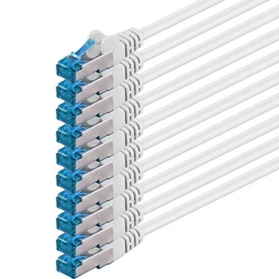 Immagine di 1aTTack.de 0,5m bianco 10 pezzi Rete Cavi Cat6a S FTP CAT 6a doppia schermatura certificato GHMT PIMF 500MHz 10000 Mbit/s
