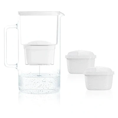 Immagine di Wessper Caraffa Filtrante Vetro da 2,5 L + 2 Cartucce, Compatibile con Filtro Brita Maxtra, Maxtra+, Brocca Aqua BPA Free Bianco