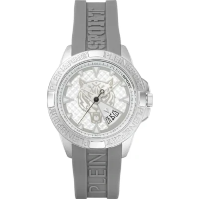 Immagine di Plein Sport Orologio analogico al quarzo da uomo Touchdown, Argento/Grigio/Silicone Psfba0623, cinghia