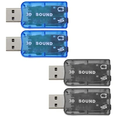 Immagine di Be In Your Mind 4 Pezzi Scheda Audio Stereo USB 5.1 Esterna con Porte Per Cuffie E Microfono Da 3,5 Mm Adattatore Virtuale 3D A Canali Compatibile Windows 2 Nero Blu