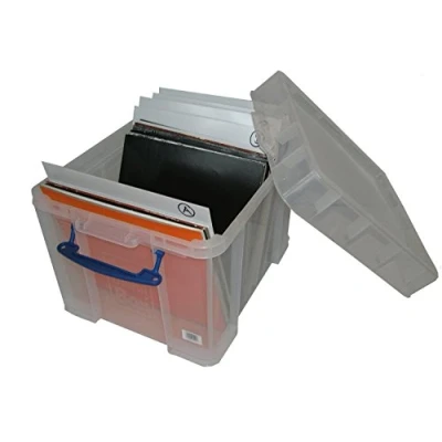 Immagine di CONTENITORE IN PLASTICA TRASPARENTE CON COPERECHIO PER CONTENERE 100 LP