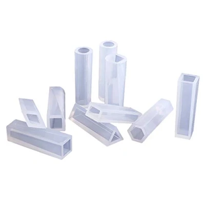 Immagine di Set di 10 stampi in silicone con cilindri per gioielli fai da te, a strisce, multifunzione, resina, creare ciondoli trasparenti artigianali