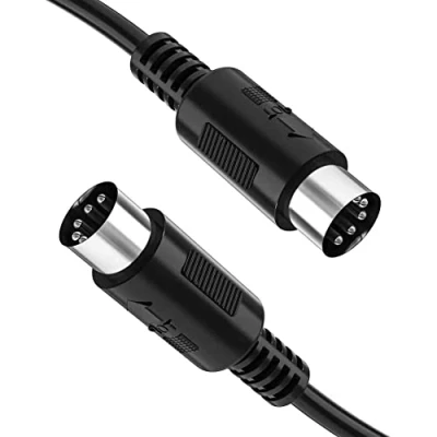 Immagine di Getaria MIDI di 5 pin DIN Plug m Nero, Utilizzato per Cavo Audio Pianoforte Elettronico, Tastiera MIDI, Sintetizzatore, Interfaccia Audio, Sequencer, Pedale Multi Effect