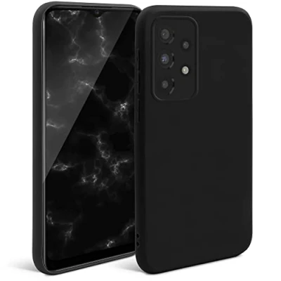 Immagine di Moozy Minimalist Series, Cover in Silicone per Samsung A13 4G, Nero Custodia Cellulare Finitura Opaca, Sottile e Morbida TPU Case