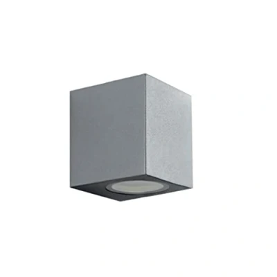 Immagine di Partenopea® Applique Lampada da parete a muro per lampadine LED gu10 potenza max supportata 10w interno esterno IP54 moderno faretto monoemissione (Cubico, Grigio esclusa)