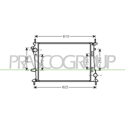 Immagine di PRASCO FT717R002 Radiatore motore Alluminio 530 405 26 Alette di raffreddamento saldate FIAT: Multipla