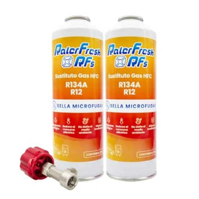 Immagine di gas refrigerante organico per aria condizionata auto Ralerfresh RFs equivalente a 650 g sostituto dei R134a e R12 (2 + chiave)