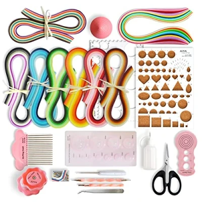 Immagine di JUYA Paper Quilling Kit con 960 Strisce e 13 Strumenti(Rosa, Larghezza Carta 5mm)