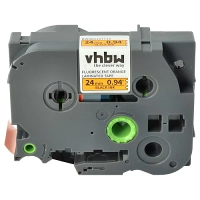 Immagine di vhbw Cassetta nastro sostituisce Brother TZE B51, TZ B51 per etichettatrice 24 mm nero su arancione fluo