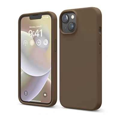 Immagine di elago Cover Silicone Liquido Custodia Compatibile con iPhone 14 Case (6.1&quot;), Premium, Protezione Completa Antiurto a 3 Strati, in Morbida Microfibra Antigraffio (Marrone)