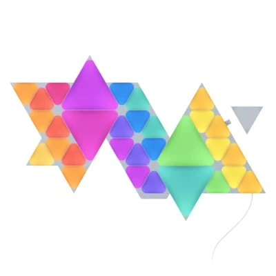 Immagine di Nanoleaf Shapes Mini Triangle Starter Kit Bundle, 32 Triangoli Luminosi Led RGBW Smart (28 + 4 Triangoli), Applique da Parete Interno Modulari, Luci 16M Colori WiFi, Sincronia Musica, Alexa
