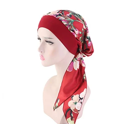 Immagine di JUHONNZ Copricapo Chemioterapia Donna,Chemioterapia per Il Cancro Berretto Turbante in Cotone Elastico Turbanti Sciarpa Raso Donne