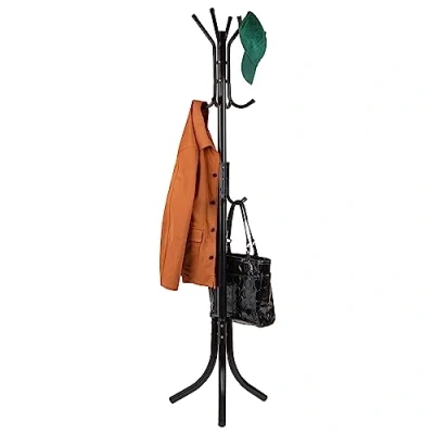 Immagine di Mind Reader COATRACK11 Appendiabiti in metallo piedi per cappello, 11 ganci giacca, borsa, sciarpa, supporto albero ombrello, nero