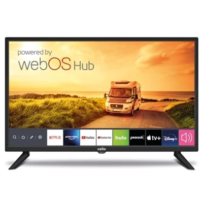 Immagine di Cello 24 Zoll Smart Camping Reise TV 12 Volt Triple Tuner Bluetooth. Disney+ Netflix, Apple TV+ Prime Video Paramount+ Caravans HGVS Boote Modell 2023