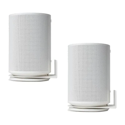 Immagine di shinar Supporto da parete in metallo, compatibile con Sonos Era 100, salvaspazio, accessorio per supporto, gestione dei cavi integrata 12 kg (2 Pack, Bianco)